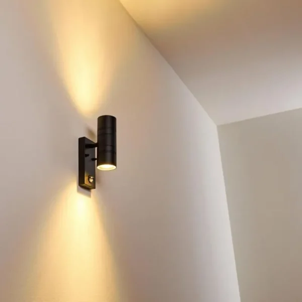 hofstein Applique murale d'extérieur Froslev LED Noir, 2 lumières, Détecteur de mouvement* Lampes Modernes