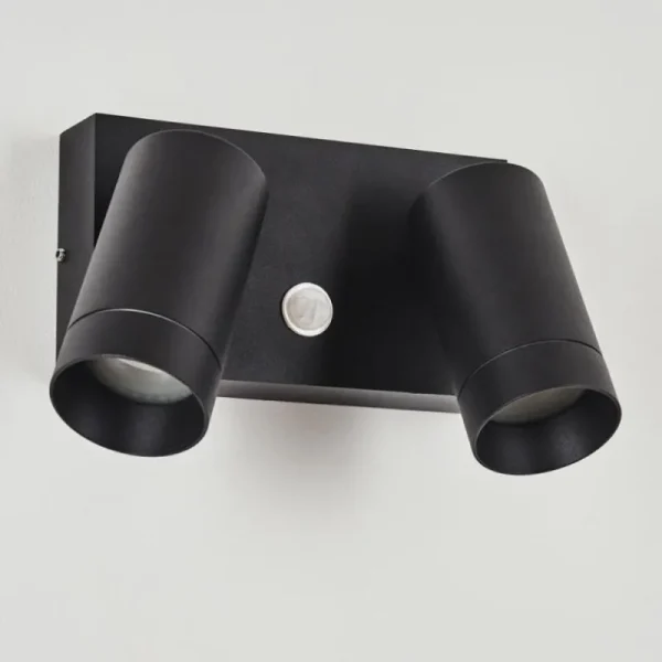hofstein Applique murale d'extérieur Hakamken Noir, 2 lumières, Détecteur de mouvement* Lampes Modernes
