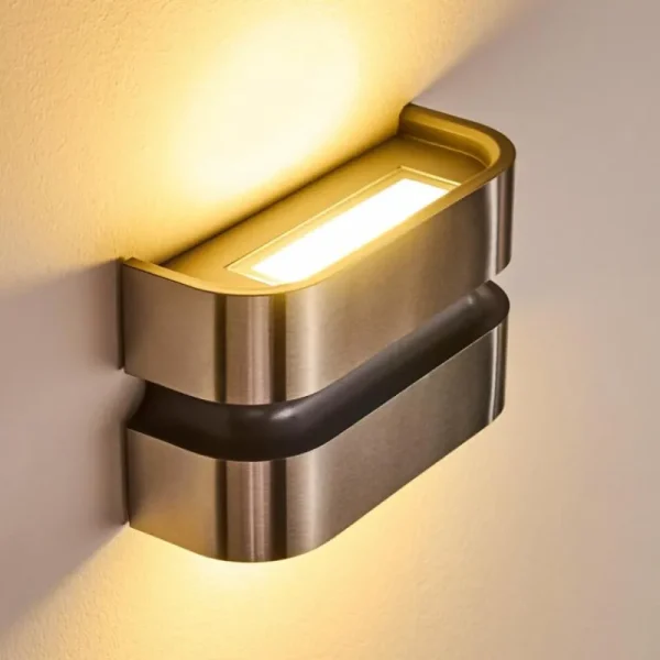 hofstein Applique murale d'extérieur Kolding LED Acier inoxydable, Noir, 1 lumière* Lampes Modernes