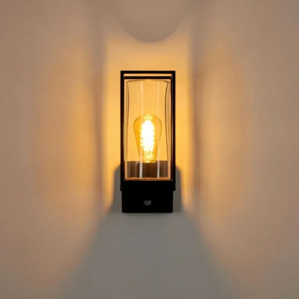 hofstein Applique murale d'extérieur Palanga Noir, 1 lumière, Détecteur de mouvement* Lampes Modernes