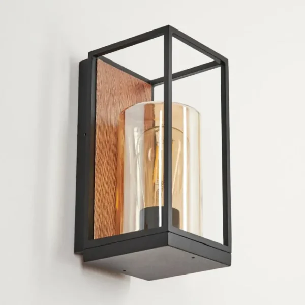 hofstein Applique murale d'extérieur Palanga Brun, Couleur bois, Noir, 1 lumière* Lampes Modernes