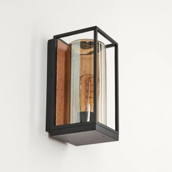 hofstein Applique murale d'extérieur Palanga Brun, Couleur bois, Noir, 1 lumière* Lampes Modernes