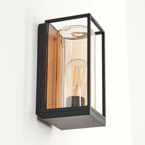 hofstein Applique murale d'extérieur Palanga Brun, Couleur bois, Noir, 1 lumière* Lampes Modernes
