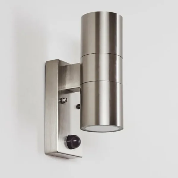 hofstein Applique murale d'extérieur Bessiebelle Acier inoxydable, 2 lumières, Détecteur de mouvement* Lampes Modernes