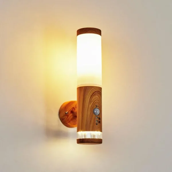 hofstein Applique murale d'extérieur Tenvik LED Brun, Couleur bois, 2 lumières, Détecteur de mouvement* Lampes Modernes