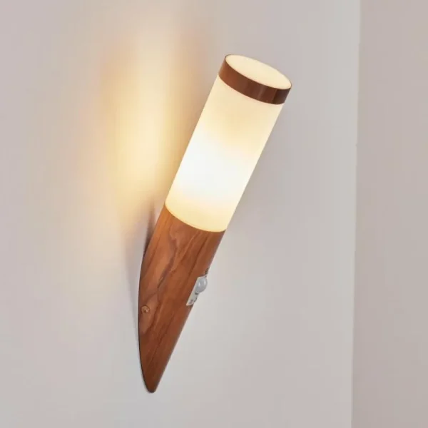 hofstein Applique murale d'extérieur Gaborone Brun, Couleur bois, 1 lumière, Détecteur de mouvement* Lampes Modernes