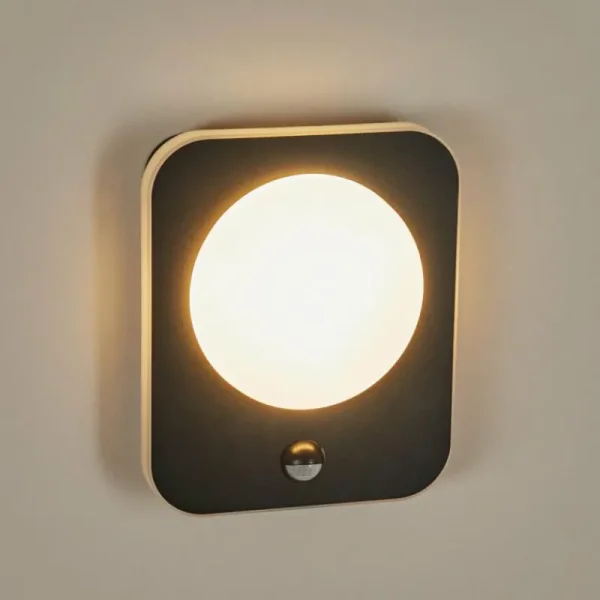 hofstein Applique murale d'extérieur Haga LED Noir, 1 lumière, Détecteur de mouvement* Lampes Modernes