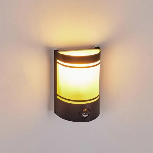 hofstein Applique murale d'extérieur Visnum Noir, Blanc, 1 lumière, Détecteur de mouvement* Lampes Modernes