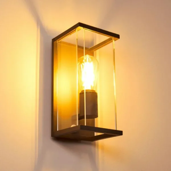 hofstein Applique murale d'extérieur Faroer Noir, 1 lumière, Détecteur de mouvement* Lampes Modernes
