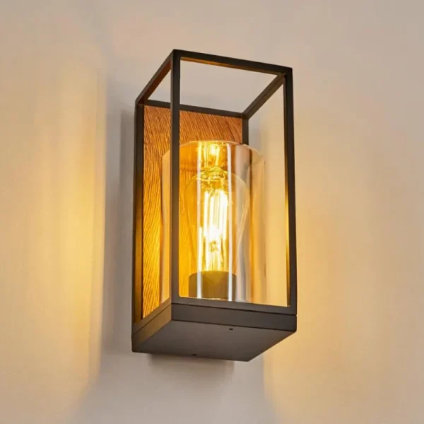hofstein Applique murale d'extérieur Palanga Brun, Couleur bois, Noir, 1 lumière* Lampes Modernes