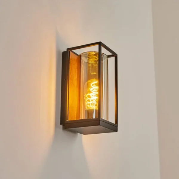 hofstein Applique murale d'extérieur Palanga Brun, Couleur bois, Noir, 1 lumière* Lampes Modernes