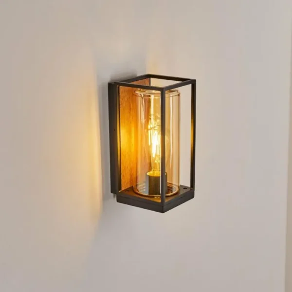 hofstein Applique murale d'extérieur Palanga Brun, Couleur bois, Noir, 1 lumière* Lampes Modernes
