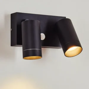 hofstein Applique murale d'extérieur Hakamken Noir, 2 lumières, Détecteur de mouvement* Lampes Modernes