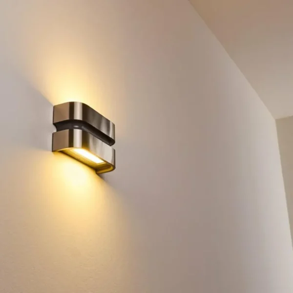 hofstein Applique murale d'extérieur Kolding LED Acier inoxydable, Noir, 1 lumière* Lampes Modernes
