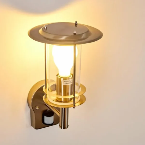 hofstein Applique murale d'extérieur Mulo Acier inoxydable, 1 lumière, Détecteur de mouvement* Lampes Modernes