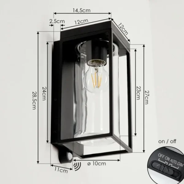 hofstein Applique murale d'extérieur Palanga LED Noir, 1 lumière, Détecteur de mouvement* Lampes Modernes