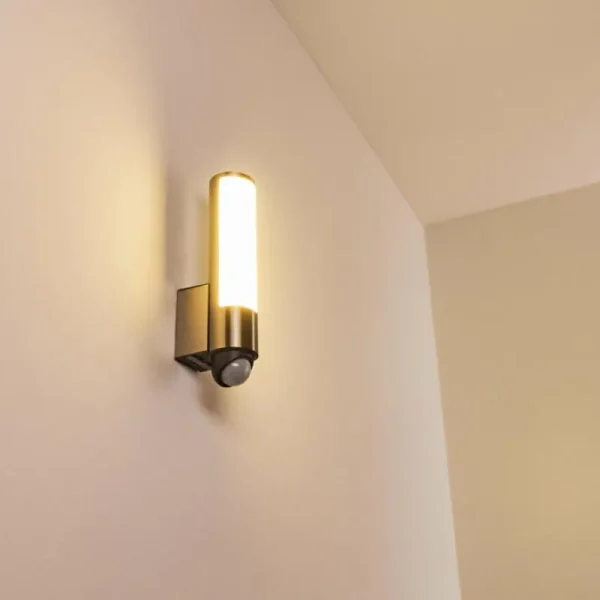 hofstein Applique murale d'extérieur Vasön LED Acier inoxydable, 1 lumière, Détecteur de mouvement* Lampes Modernes