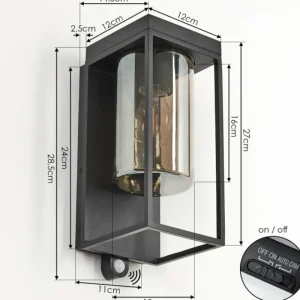 hofstein Applique murale d'extérieur Palanga LED Noir, 1 lumière, Détecteur de mouvement* Lampes Modernes