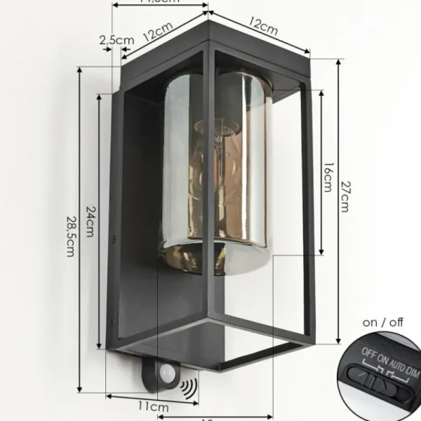 hofstein Applique murale d'extérieur Palanga LED Noir, 1 lumière, Détecteur de mouvement* Lampes Modernes