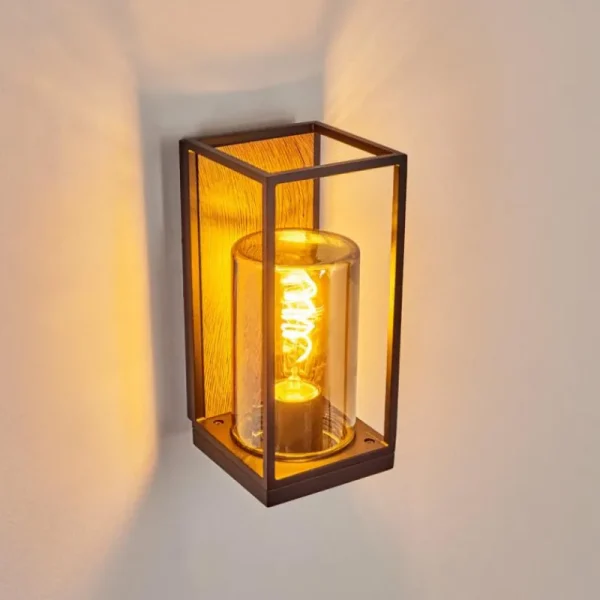 hofstein Applique murale d'extérieur Palanga Brun, Couleur bois, Noir, 1 lumière* Lampes Modernes