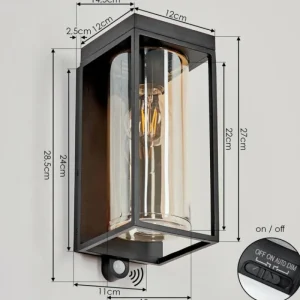 hofstein Applique murale d'extérieur Palanga LED Noir, 1 lumière, Détecteur de mouvement* Lampes Modernes