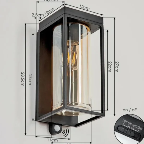 hofstein Applique murale d'extérieur Palanga LED Noir, 1 lumière, Détecteur de mouvement* Lampes Modernes