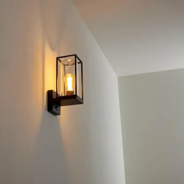 hofstein Applique murale d'extérieur Palanga Noir, 1 lumière, Détecteur de mouvement* Lampes Modernes