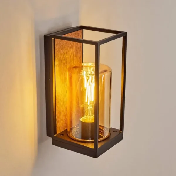 hofstein Applique murale d'extérieur Palanga Brun, Couleur bois, Noir, 1 lumière* Lampes Modernes