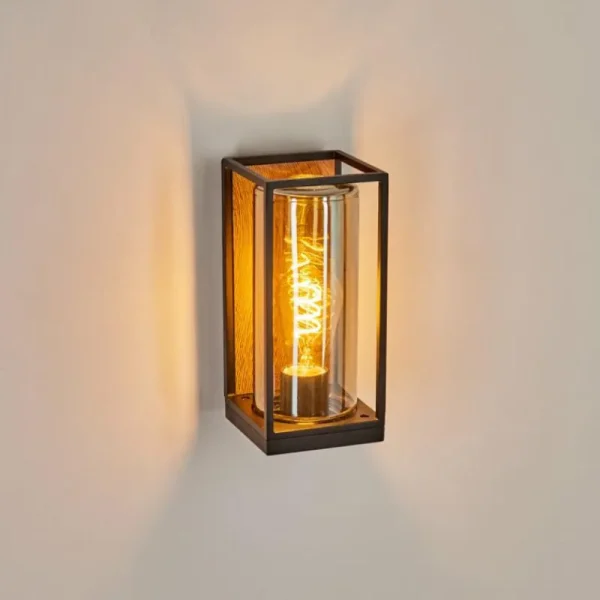 hofstein Applique murale d'extérieur Palanga Brun, Couleur bois, Noir, 1 lumière* Lampes Modernes