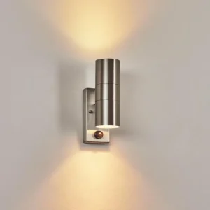 hofstein Applique murale d'extérieur Bessiebelle Acier inoxydable, 2 lumières, Détecteur de mouvement* Lampes Modernes