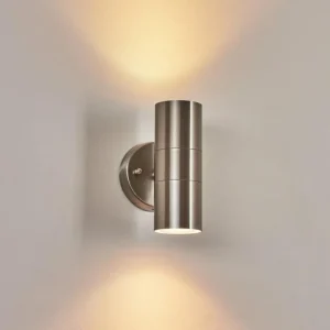 hofstein Applique murale d'extérieur Bessiebelle Acier inoxydable, 2 lumières* Lampes Modernes
