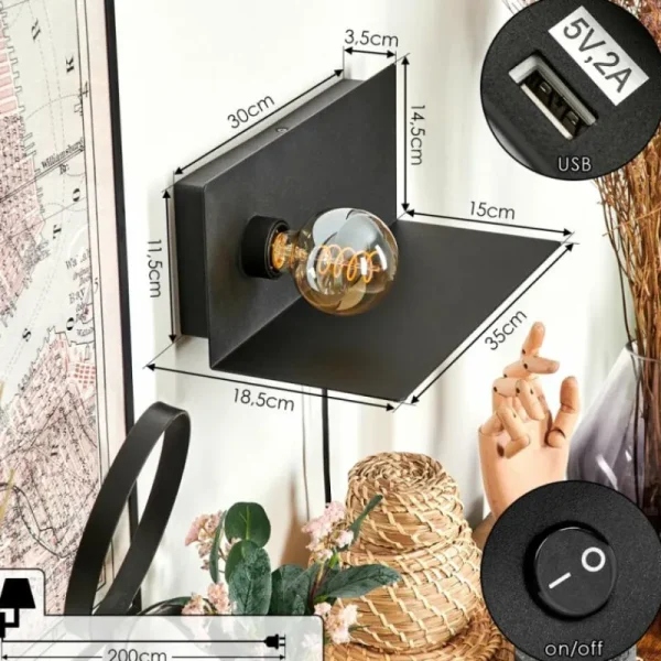 hofstein Applique murale Diamoukope Noir, 1 lumière* Lampes Modernes