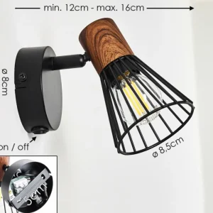 hofstein Applique murale Errested Bois foncé, Noir, 1 lumière* Lampes Modernes