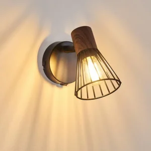 hofstein Applique murale Errested Bois foncé, Noir, 1 lumière* Lampes Modernes