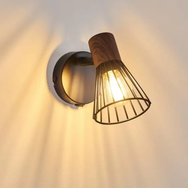 hofstein Applique murale Errested Bois foncé, Noir, 1 lumière* Lampes Modernes