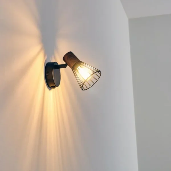 hofstein Applique murale Errested Bois foncé, Noir, 1 lumière* Lampes Modernes