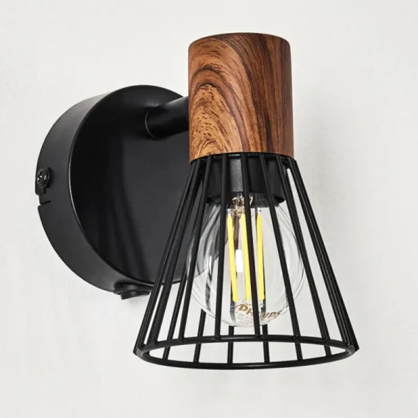 hofstein Applique murale Errested Bois foncé, Noir, 1 lumière* Lampes Modernes