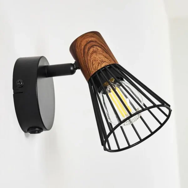 hofstein Applique murale Errested Bois foncé, Noir, 1 lumière* Lampes Modernes