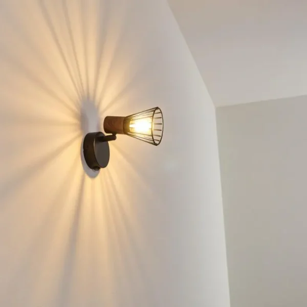 hofstein Applique murale Errested Bois foncé, Noir, 1 lumière* Lampes Modernes