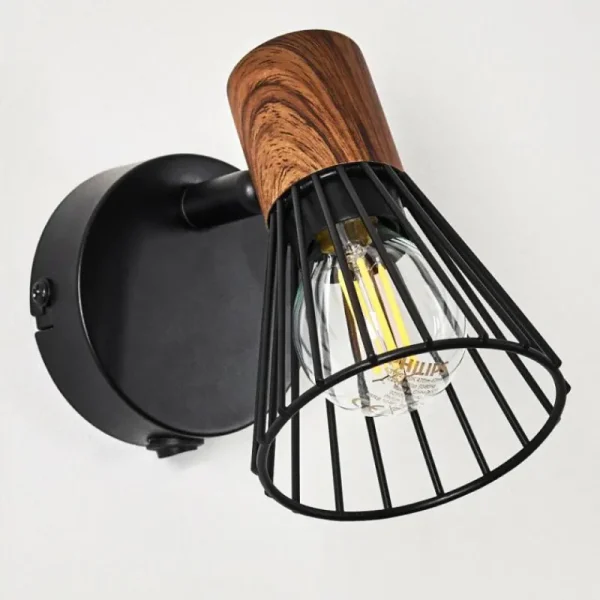 hofstein Applique murale Errested Bois foncé, Noir, 1 lumière* Lampes Modernes