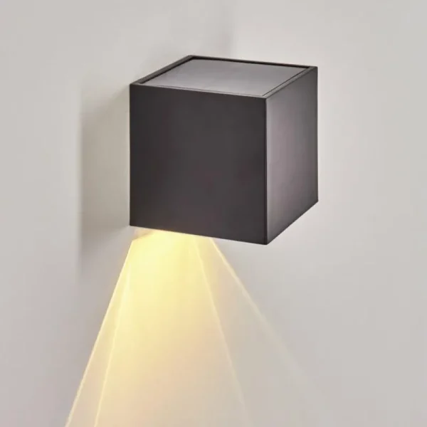 hofstein Applique murale extérieure solaire Lapeer LED Noir, 1 lumière* Lampes Modernes