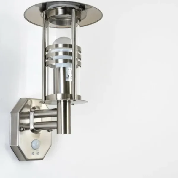 hofstein Applique murale FORLI Acier inoxydable, 1 lumière, Détecteur de mouvement* Lampes Modernes