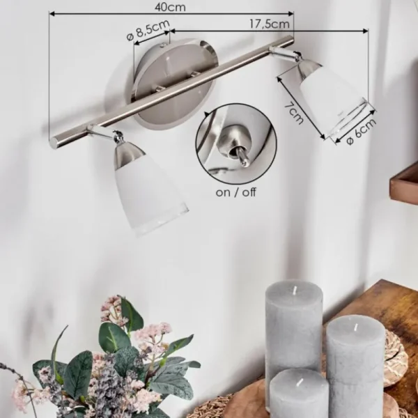 hofstein Applique murale Holualoa LED Nickel mat, 2 lumières* Lampes En Verre