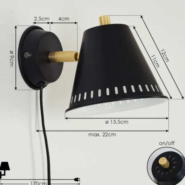 hofstein Applique murale Iasoa Laiton, Noir, 1 lumière* Lampes Modernes