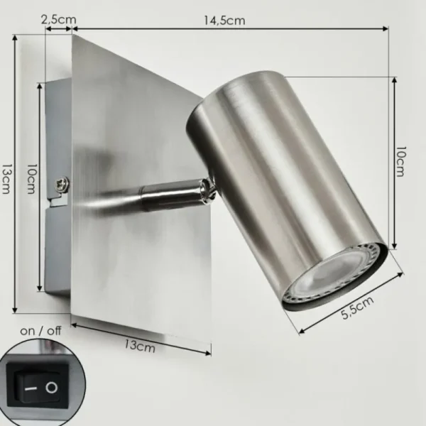 hofstein Applique murale Javel Chrome, Nickel mat, 1 lumière* Lampes Modernes