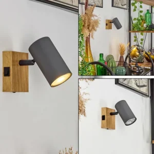 hofstein Applique murale Javel Gris, Couleur bois, Noir, 1 lumière* Lampes Modernes