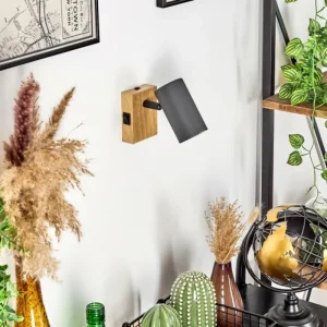 hofstein Applique murale Javel Gris, Couleur bois, Noir, 1 lumière* Lampes Modernes