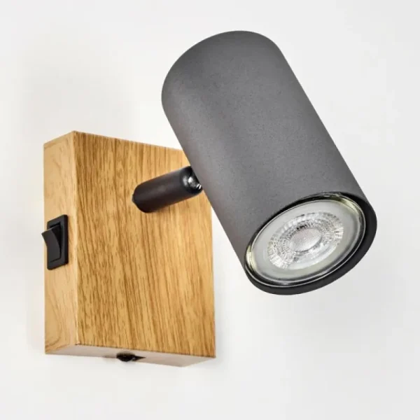 hofstein Applique murale Javel Gris, Couleur bois, Noir, 1 lumière* Lampes Modernes