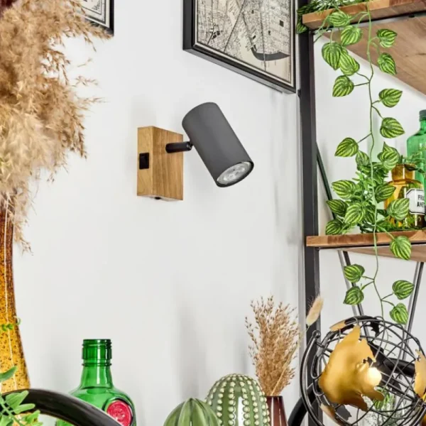 hofstein Applique murale Javel Gris, Couleur bois, Noir, 1 lumière* Lampes Modernes
