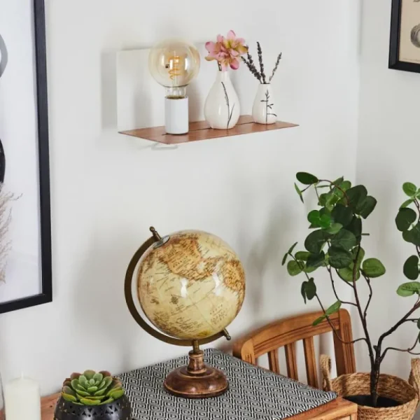 hofstein Applique murale Lafinur Brun, Couleur bois, Blanc, 1 lumière* Lampes Modernes
